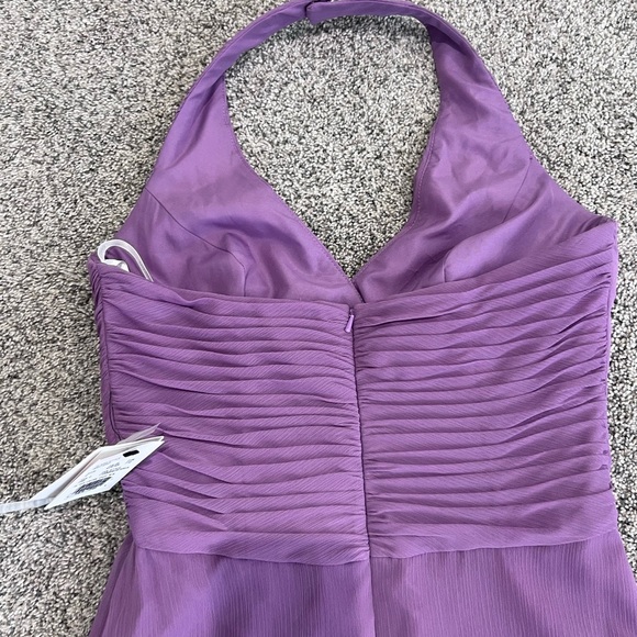 NWT! David’s Bridal Lavender Chiffon Halter Neck Soft Crinkle Long Dress US 6 - Picture 12 of 13